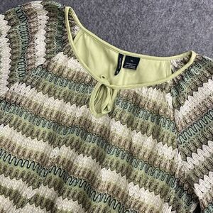 New Directions XL Tunic Stretch‎ Waist Top Boho Striped Chevron Crochet